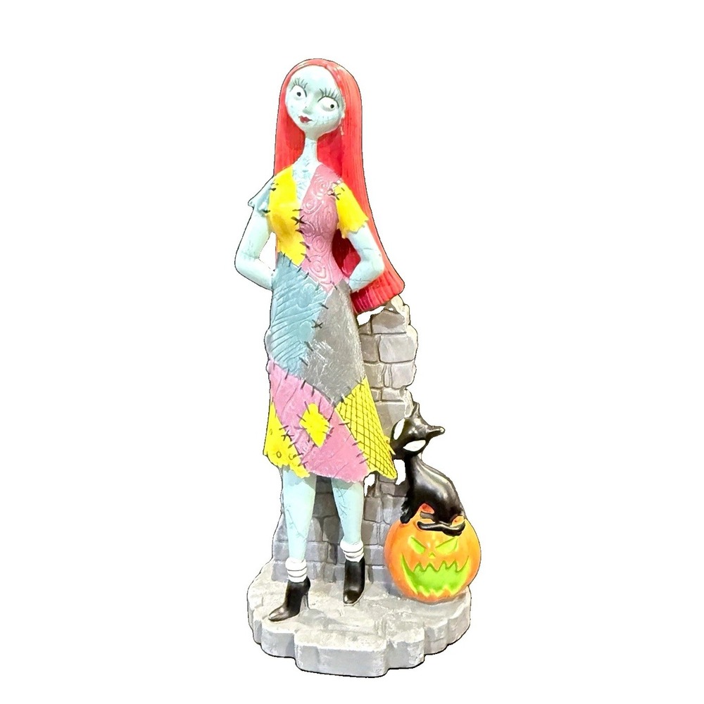 Disney Nightmare Before Christmas Sally Statue Figurine Black Cat Pumpkin 6"